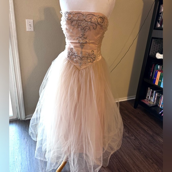 Vintage 80s 90s Scott McClintock prom dress peach princess - Picture 2 of 6